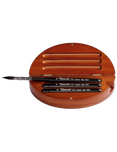 ASTUCCIO IN CILIEGIO CON PENNELLI...