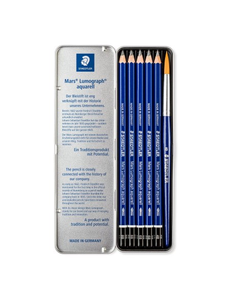 ASTUCCIO IN METALLO CON 5 MATITE 'MARS LUMOGRAPH AQUARELL' ASSORTITE