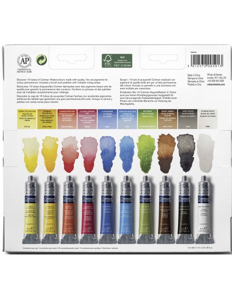 SET 10 TUBI DA 8ML ACQUERELLO 'COTMAN' WINSOR & NEWTON