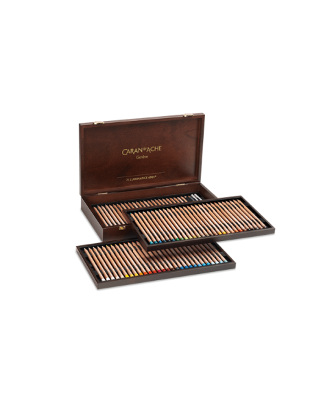 COFANETTO IN LEGNO DA 76 COLORI + 2 BLENDER + 2 GRAFWOOD - 'LUMINANCE' CARAN D'ACHE